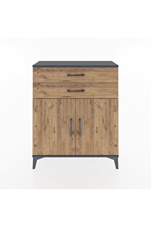 Arges Şifonyer 2 Raflı 2 Çekmeceli 2 Kapaklı 88x30x106 Antrasit-Çam