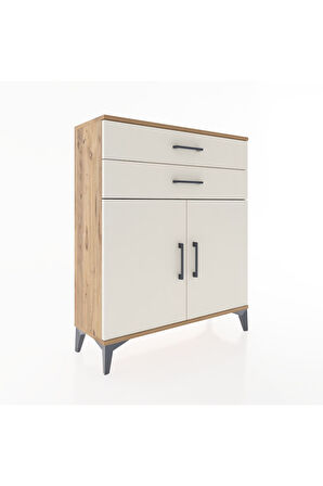 Arges Şifonyer 2 Raflı 2 Çekmeceli 2 Kapaklı 88x30x106 Çam-Aytaşı