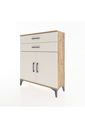 Arges Şifonyer 2 Raflı 2 Çekmeceli 2 Kapaklı 88x30x106 Çam-Aytaşı