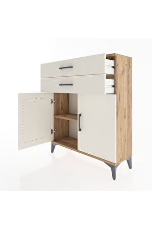 Arges Şifonyer 2 Raflı 2 Çekmeceli 2 Kapaklı 88x30x106 Çam-Aytaşı