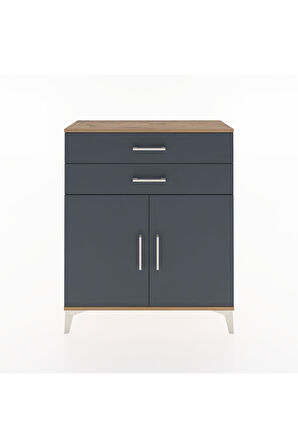 Arges Şifonyer 2 Raflı 2 Çekmeceli 2 Kapaklı 88x30x106 Çam-Antrasit