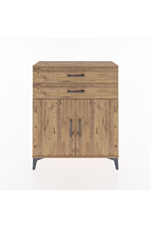 Arges Şifonyer 2 Raflı 2 Çekmeceli 2 Kapaklı 88x30x106 Çam-Çam