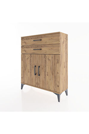 Arges Şifonyer 2 Raflı 2 Çekmeceli 2 Kapaklı 88x30x106 Çam-Çam