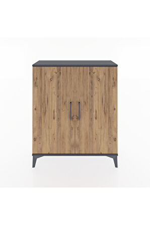 Arges Şifonyer Tek Raflı 2 Kapaklı 88x30x106 Antrasit-Çam