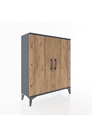 Arges Şifonyer Tek Raflı 2 Kapaklı 88x30x106 Antrasit-Çam