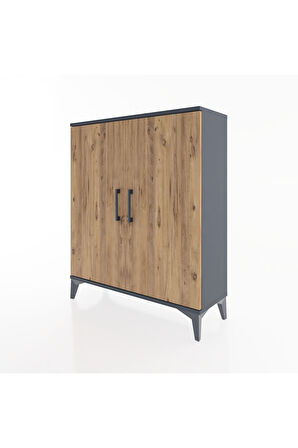 Arges Şifonyer Tek Raflı 2 Kapaklı 88x30x106 Antrasit-Çam