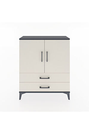 Arges Şifonyer 2 Raflı 2 Çekmeceli 2 Kapaklı 88x30x106 Antrasit-Aytaşı