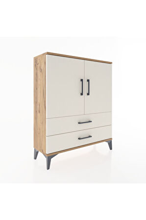 Arges Şifonyer 2 Raflı 2 Çekmeceli 2 Kapaklı 88x30x106 Çam-Aytaşı