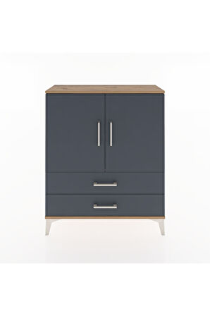 Arges Şifonyer 2 Raflı 2 Çekmeceli 2 Kapaklı 88x30x106 Çam-Antrasit