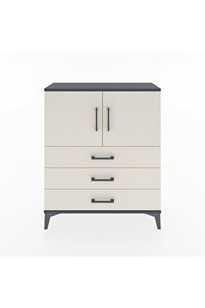 Arges Şifonyer 2 Raflı 3 Çekmeceli 2 Kapaklı 88x30x106 Antrasit-Aytaşı