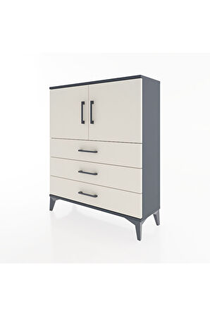 Arges Şifonyer 2 Raflı 3 Çekmeceli 2 Kapaklı 88x30x106 Antrasit-Aytaşı