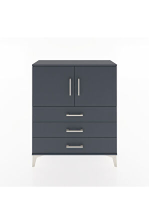 Arges Şifonyer 2 Raflı 3 Çekmeceli 2 Kapaklı 88x30x106 Antrasit-Antrasit