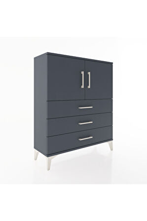 Arges Şifonyer 2 Raflı 3 Çekmeceli 2 Kapaklı 88x30x106 Antrasit-Antrasit