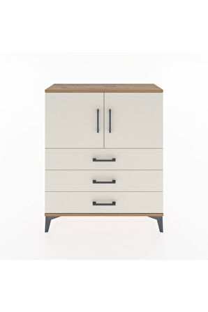 Arges Şifonyer 2 Raflı 3 Çekmeceli 2 Kapaklı 88x30x106 Çam-Aytaşı