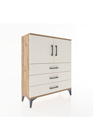 Arges Şifonyer 2 Raflı 3 Çekmeceli 2 Kapaklı 88x30x106 Çam-Aytaşı
