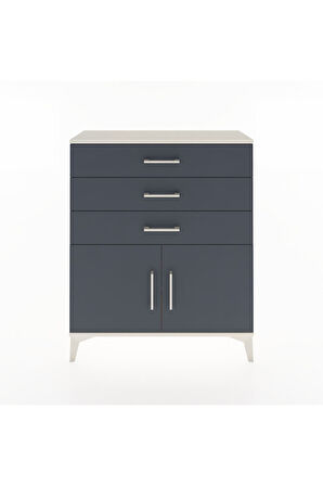 Arges Şifonyer Tek Raflı 3 Çekmeceli 2 Kapaklı 88x30x106 Aytaşı-Antrasit