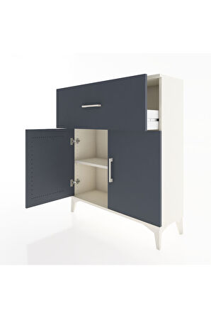 Arges Şifonyer Tek Raflı Tek Çekmeceli 2 Kapaklı 88x30x106 Aytaşı-Antrasit