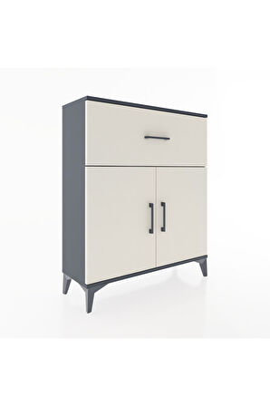 Arges Şifonyer Tek Raflı Tek Çekmeceli 2 Kapaklı 88x30x106 Antrasit-Aytaşı