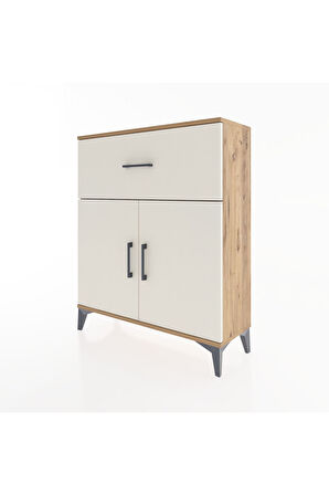 Arges Şifonyer Tek Raflı Tek Çekmeceli 2 Kapaklı 88x30x106 Çam-Aytaşı