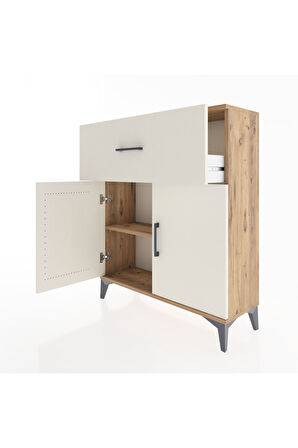 Arges Şifonyer Tek Raflı Tek Çekmeceli 2 Kapaklı 88x30x106 Çam-Aytaşı