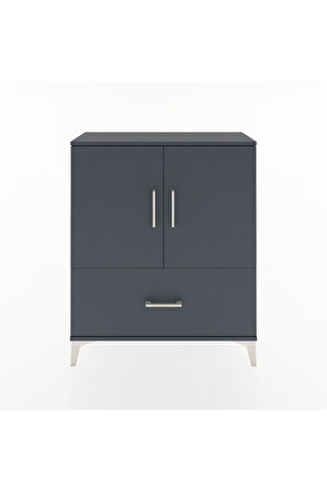 Arges Şifonyer 2 Raflı Tek Çekmeceli 2 Kapaklı 88x30x106 Antrasit-Antrasit