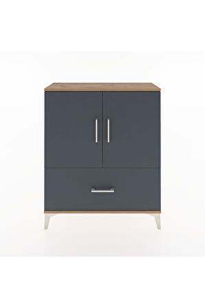 Arges Şifonyer 2 Raflı Tek Çekmeceli 2 Kapaklı 88x30x106 Çam-Antrasit