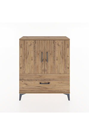 Arges Şifonyer 2 Raflı Tek Çekmeceli 2 Kapaklı 88x30x106 Çam-Çam