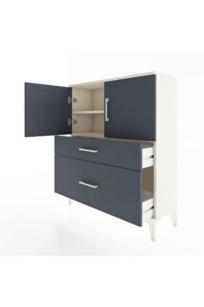 Arges Şifonyer 2 Raflı 2 Çekmeceli 2 Kapaklı 88x30x106 Aytaşı-Antrasit