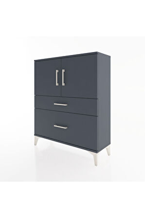 Arges Şifonyer 2 Raflı 2 Çekmeceli 2 Kapaklı 88x30x106 Antrasit-Antrasit