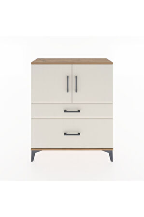 Arges Şifonyer 2 Raflı 2 Çekmeceli 2 Kapaklı 88x30x106 Çam-Aytaşı