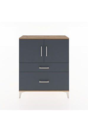 Arges Şifonyer 2 Raflı 2 Çekmeceli 2 Kapaklı 88x30x106 Çam-Antrasit