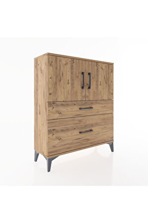 Arges Şifonyer 2 Raflı 2 Çekmeceli 2 Kapaklı 88x30x106 Çam-Çam
