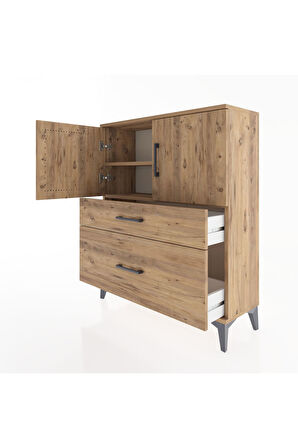 Arges Şifonyer 2 Raflı 2 Çekmeceli 2 Kapaklı 88x30x106 Çam-Çam