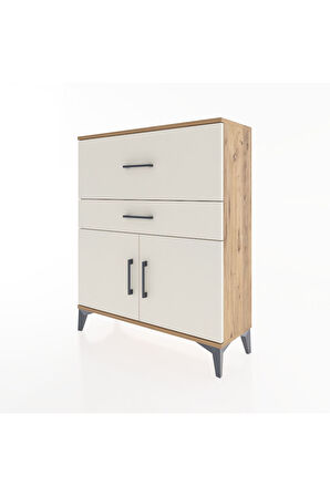 Arges Şifonyer Tek Raflı 2 Çekmeceli 2 Kapaklı 88x30x106 Çam-Aytaşı