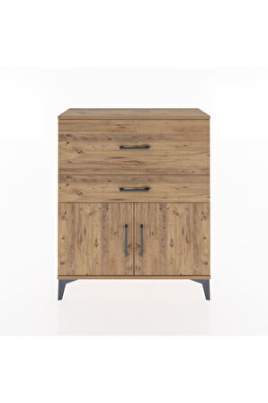 Arges Şifonyer Tek Raflı 2 Çekmeceli 2 Kapaklı 88x30x106 Çam-Çam