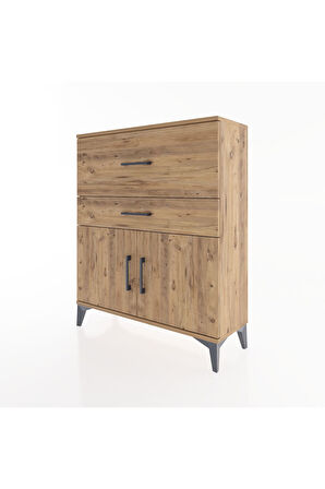 Arges Şifonyer Tek Raflı 2 Çekmeceli 2 Kapaklı 88x30x106 Çam-Çam