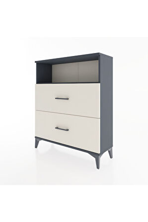 Arges Şifonyer Tek Raflı 2 Çekmeceli 88x30x106 Antrasit-Aytaşı