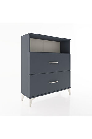 Arges Şifonyer Tek Raflı 2 Çekmeceli 88x30x106 Antrasit-Antrasit