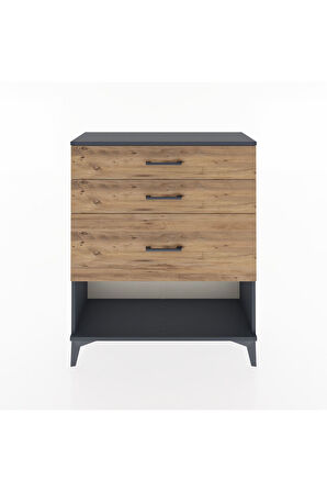 Arges Şifonyer 3 Çekmeceli 88x30x106 Antrasit-Çam