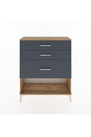 Arges Şifonyer 3 Çekmeceli 88x30x106 Çam-Antrasit