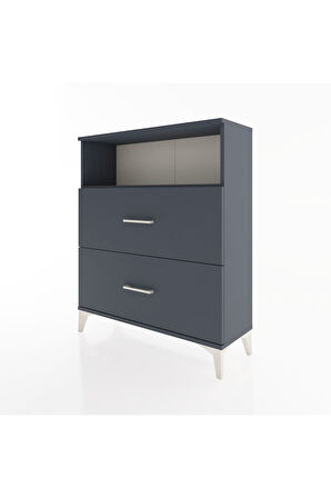 Arges Şifonyer Tek Raflı 2 Çekmeceli 88x30x106 Antrasit-Antrasit
