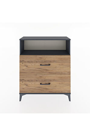 Arges Şifonyer Tek Raflı 2 Çekmeceli 88x30x106 Antrasit-Çam