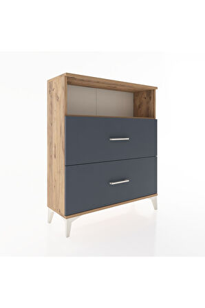Arges Şifonyer Tek Raflı 2 Çekmeceli 88x30x106 Çam-Antrasit