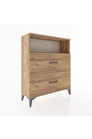 Arges Şifonyer Tek Raflı 2 Çekmeceli 88x30x106 Çam-Çam