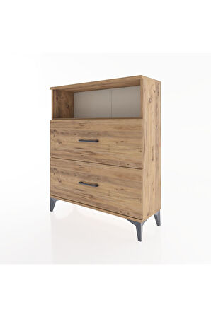 Arges Şifonyer Tek Raflı 2 Çekmeceli 88x30x106 Çam-Çam