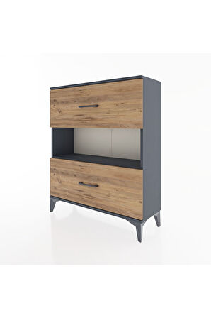 Arges Şifonyer Tek Raflı 2 Çekmeceli 88x30x106 Antrasit-Çam