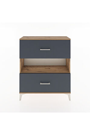 Arges Şifonyer Tek Raflı 2 Çekmeceli 88x30x106 Çam-Antrasit