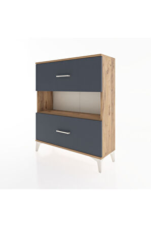 Arges Şifonyer Tek Raflı 2 Çekmeceli 88x30x106 Çam-Antrasit