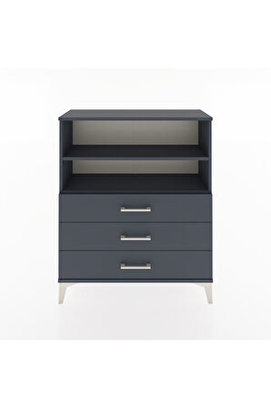 Arges Şifonyer 2 Raflı 3 Çekmeceli 88x30x106 Antrasit-Antrasit