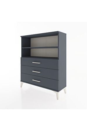 Arges Şifonyer 2 Raflı 3 Çekmeceli 88x30x106 Antrasit-Antrasit